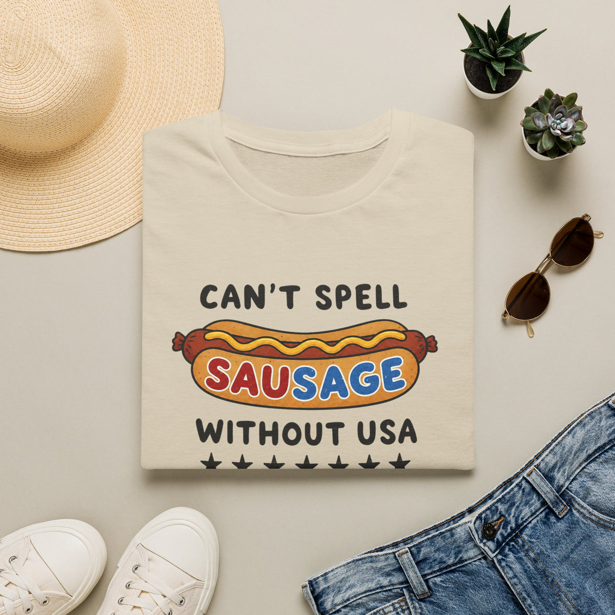 Can’t Spell Sausage Without USA T-Shirt