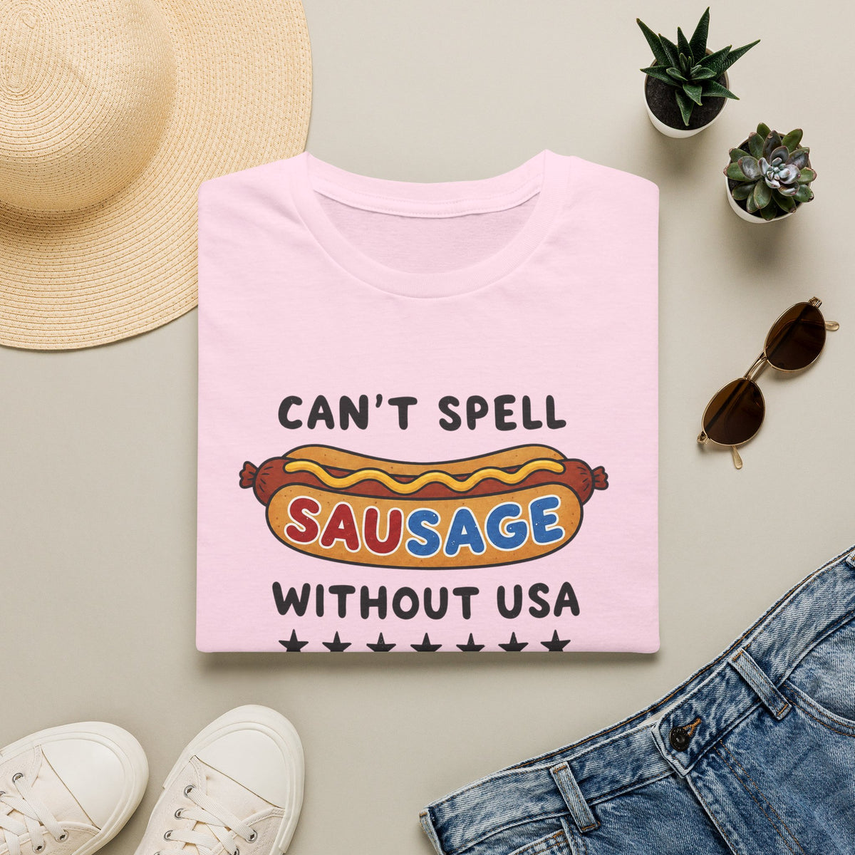 Can’t Spell Sausage Without USA T-Shirt